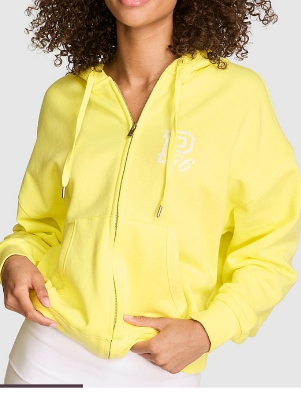 PINK Campus Fleece Full Zip Hoodie Pineapple Ice Yellow NEW XXS MSRP $59.95